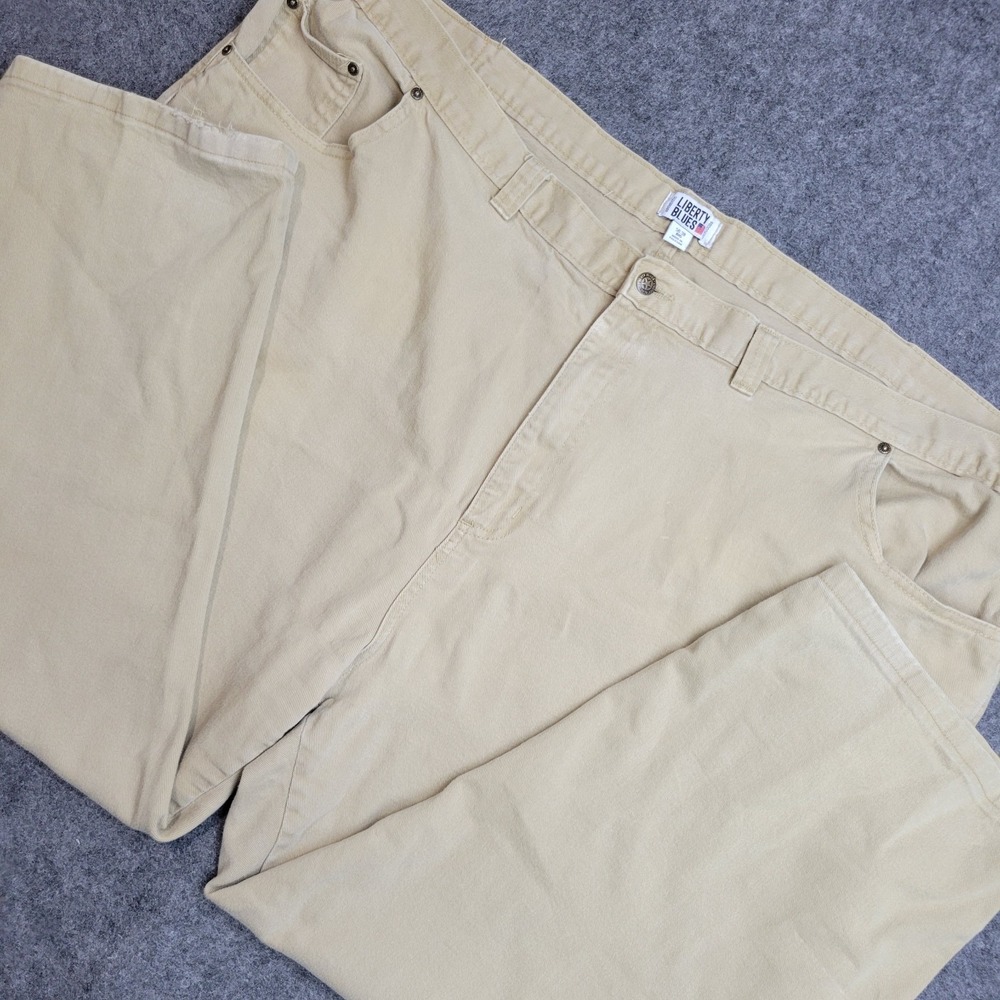 Liberty Blues Pants Mens 56x26 BIG Beige Stretch Straight Leg Outdoor Everyday